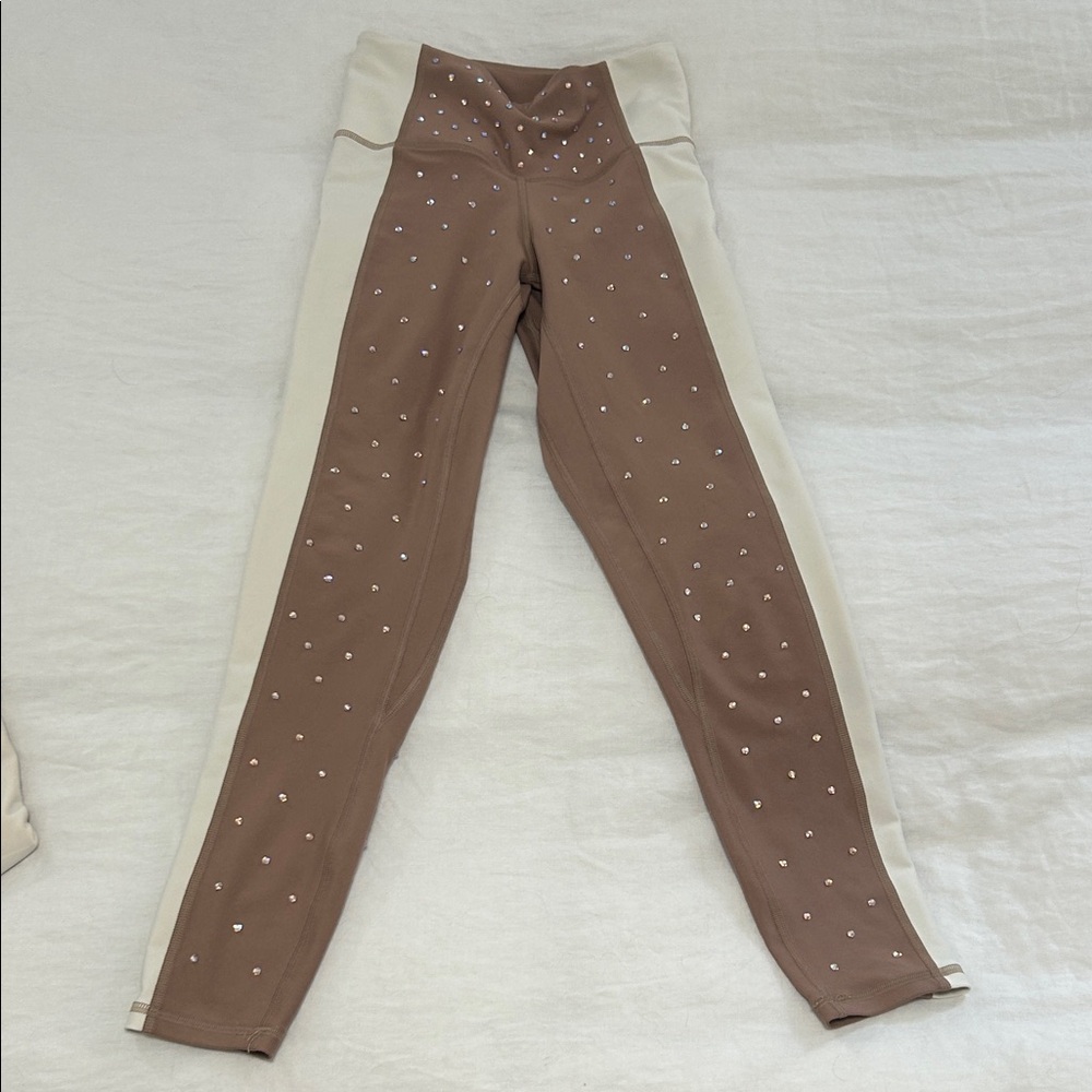 YPB custom rhinestone embellished Brown and Cream Leggings Set S - Picture 5 of 8